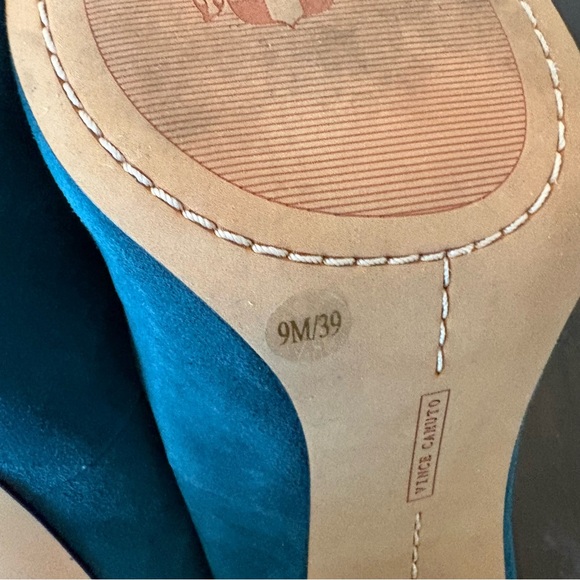 Vince Camuto Cynthea Turquoise Teal Suede Leather Heels Pumps Size 9 - Picture 11 of 12